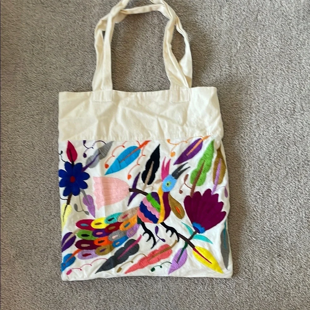 Handmade Mexican Colorful Embroidered Tote Bag